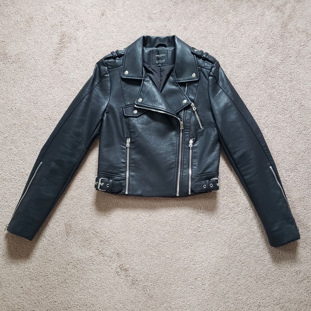 Zara Black Faux Leather Moto Jacket